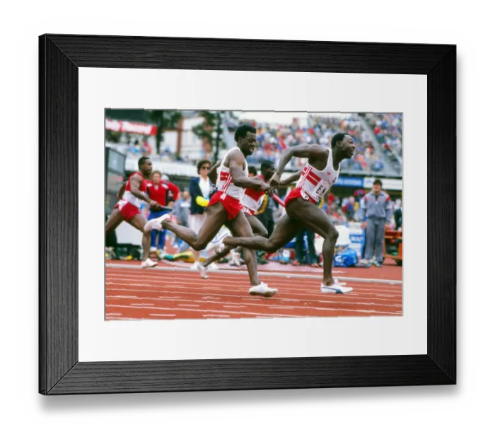 Framed Print : Englands Mike McFarlane hands the baton to Clarence Callender -1982 Edinburgh Commonwealth Games Framed Print : Englands Mike McFarlane hands the baton to Clarence Callender -1982 Edinburgh Commonwealth Games