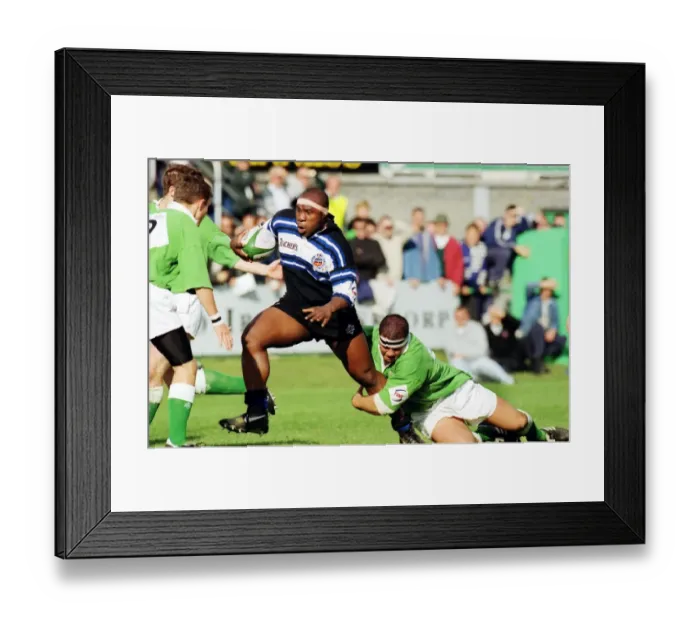 Framed Print : London Irishs Liam Mooney tackles Baths Victor Ubogu - 1996 / 7 Courage League Framed Print : London Irishs Liam Mooney tackles Baths Victor Ubogu - 1996 / 7 Courage League
