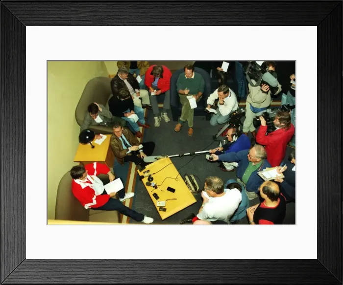 Framed Print : Coach Ian McGeechan talks to the press - 1993 Lions Tour of NZ