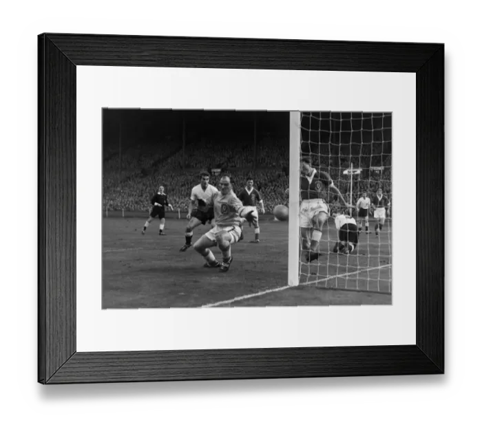 Framed Print : Alfred Sherwood makes a save for Wales - 1956 / 7 British Home Championship Framed Print : Alfred Sherwood makes a save for Wales - 1956 / 7 British Home Championship