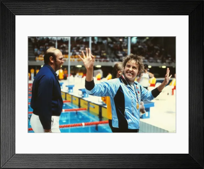 Framed Print : June Croft - 1982 Brisbane Commonwealth Games - Swimming