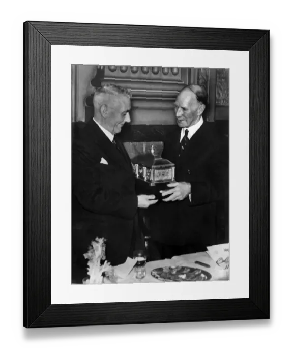 Framed Print : Fred Everiss is presented with a silver casket for 50 years service to WBA Framed Print : Fred Everiss is presented with a silver casket for 50 years service to WBA