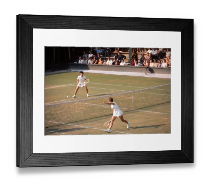 Framed Print : Billie Jean King takes on Winnie Shaw - 1970 Wightman Cup Framed Print : Billie Jean King takes on Winnie Shaw - 1970 Wightman Cup