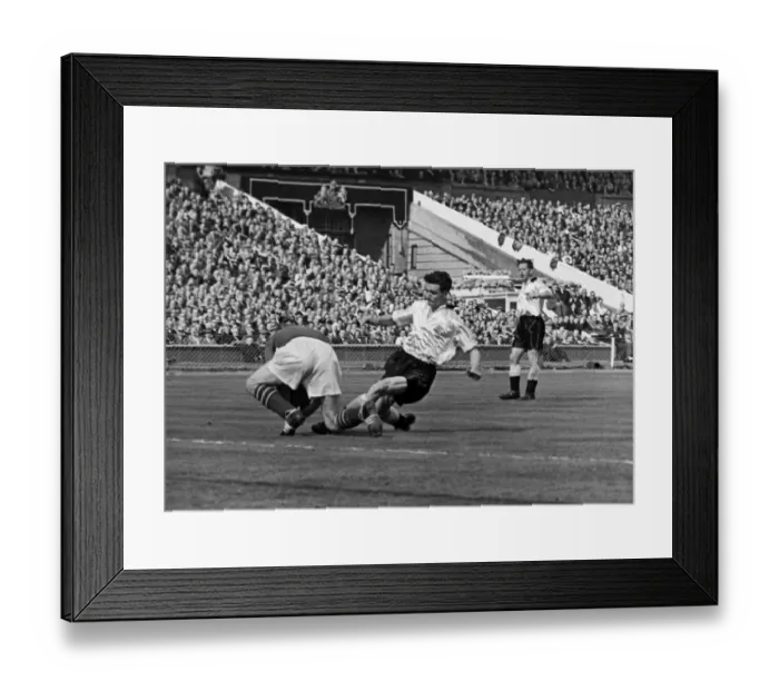 Framed Print : Manchester City goalkeeper Bert Trautmann makes a save - 1956 FA Cup Final Framed Print : Manchester City goalkeeper Bert Trautmann makes a save - 1956 FA Cup Final