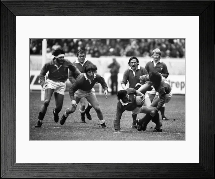 Framed Print : David Richards makes a tackle for Wales - 1979 Five Nations Framed Print : David Richards makes a tackle for Wales - 1979 Five Nations