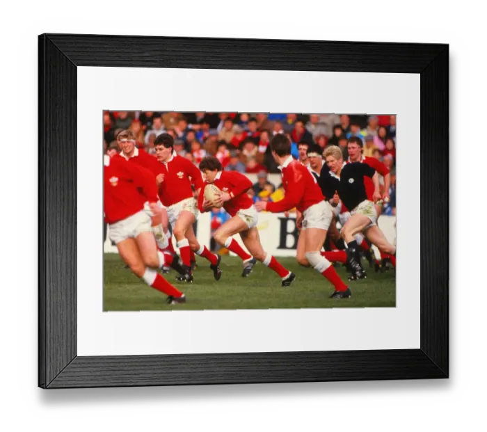 Framed Print : Jonathan Davies makes a break for Wales - 1987 Five Nations Framed Print : Jonathan Davies makes a break for Wales - 1987 Five Nations