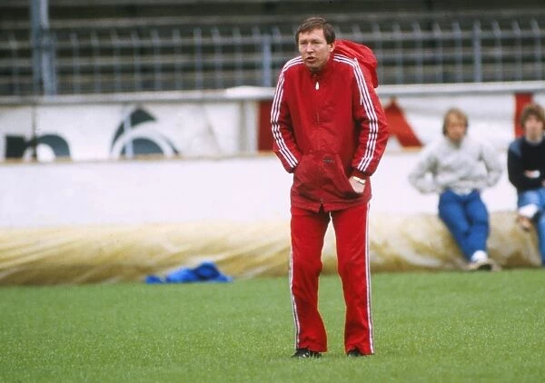 Alex Ferguson takes an Aberdeen training session before the 1983 Cup Winners Cup Final