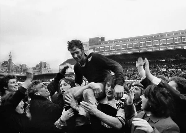 All Black captain Ian Kirkpatrick is chaired off the field by Barbarians players in 1973