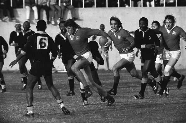 Andy Ripley on the charge for the British Lions against the Leopards in 1974