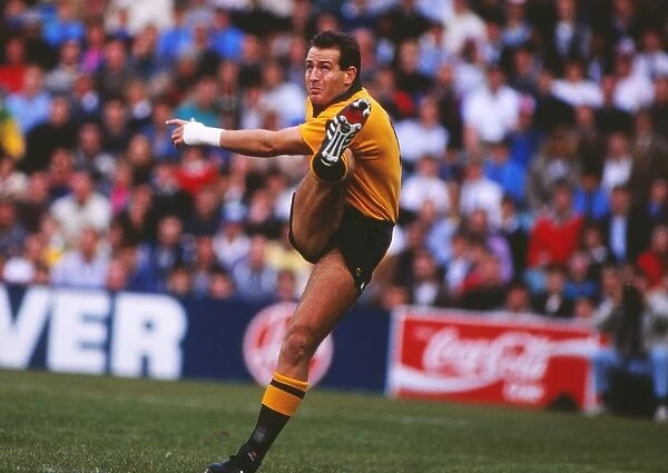Australias David Campese kicks against the Lions in 1989
