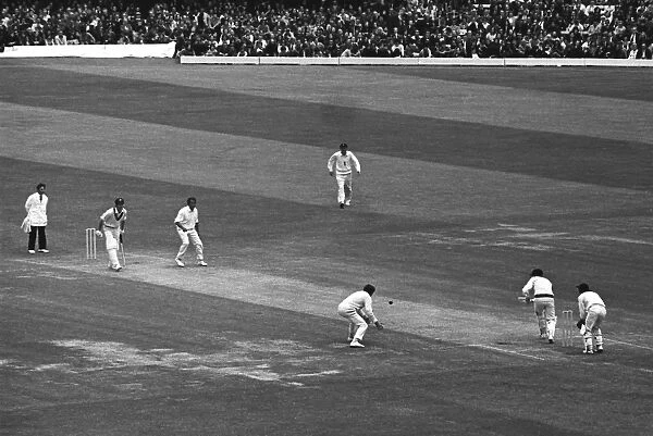 Basil D Oliveira bowls for England against Australia at Lords in 1972