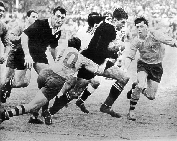 Colin Meads on the charge during the 1968 Bledisloe Cup
