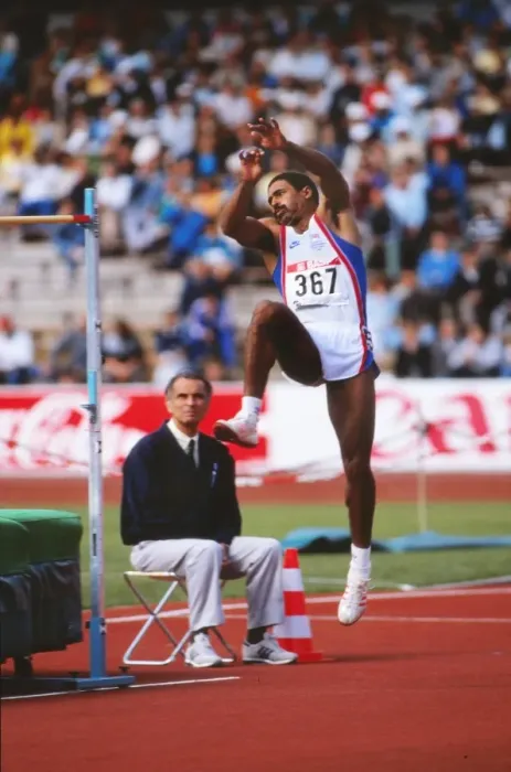 Framed Print : Daley Thompson at the 1986 Stuttgart European Championships