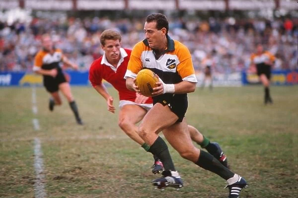 David Campese on the ball for the ANZAC XV against the Lions in 1989