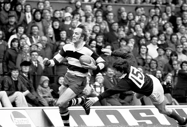 David Duckham makes a break for Coventry in the 1974 RFU Cup Final