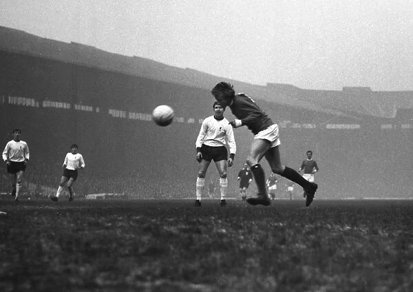 Denis Law heads the winning goal for Manchester United against Liverpool in 1968