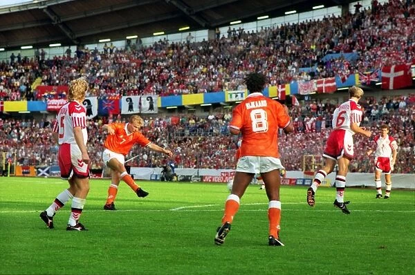 Dennis Bergkamp scores The Netherlands first goal in the semi-final of Euro 92