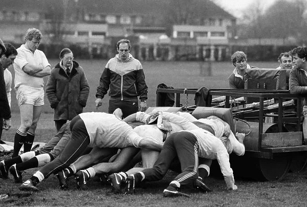 England coach Martin Green oversees a scrummaging session in 1986