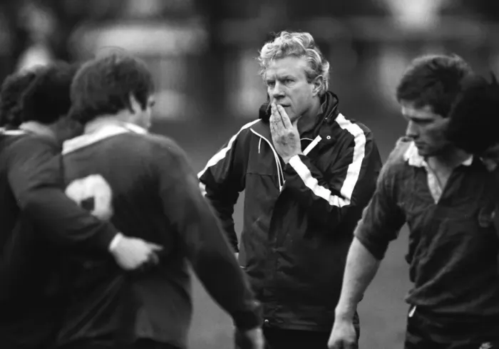 Framed Print : England rugby coach Geoff Cooke during a 1988 training session Framed Print : England rugby coach Geoff Cooke during a 1988 training session