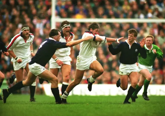 Framed Print : Englands Mike Teague on the charge against Scotland - 1993 Five Nations Framed Print : Englands Mike Teague on the charge against Scotland - 1993 Five Nations