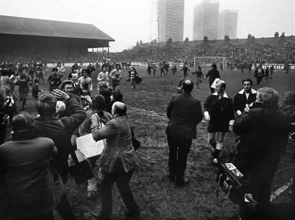 Fans mob the players at Brisbane Road after Orients victory over Chelsea in the 1972 FA Cup