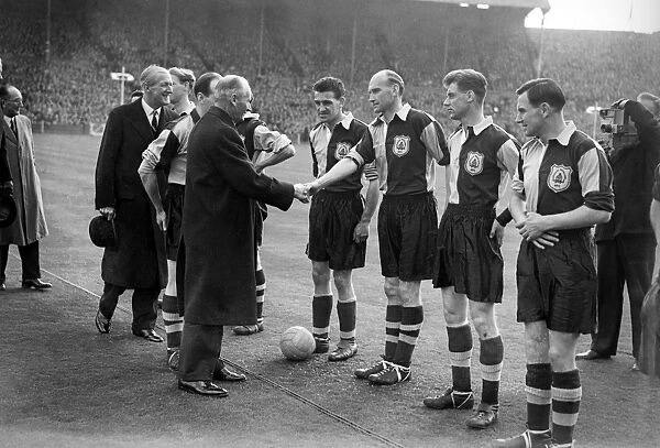 Field Marshall Montgomery greets the teams before the 1955 FA Amateur Cup Final