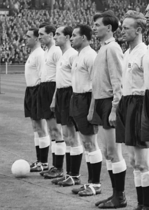 Framed Print : Great Britain line-up to face Bulgaria in an Olympic qualifier at Wembley in 1956 Framed Print : Great Britain line-up to face Bulgaria in an Olympic qualifier at Wembley in 1956