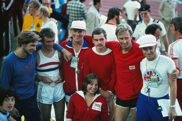 Great Britains gold medal-winning modern pentathlon team at the 1976 Montreal Olympics