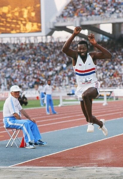 Great Britains Keith Connor on the way to winning triple jump gold at the 1982 European Championship