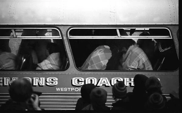 Lions players get changed on the coach at Westport - 1977 British Lions Tour to New Zealand