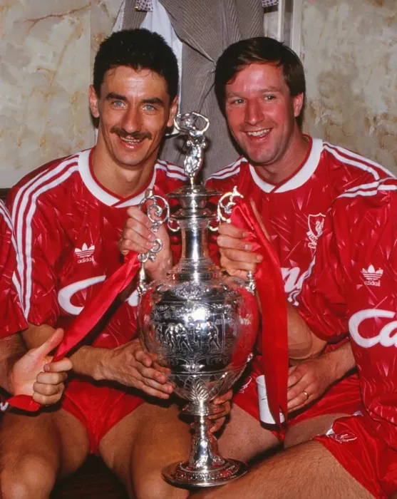 Framed Print : Liverpools Ian Rush and Ronnie Whelan celebrate winning the league title in 1990 Framed Print : Liverpools Ian Rush and Ronnie Whelan celebrate winning the league title in 1990