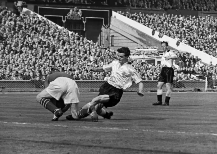 Framed Print : Manchester City goalkeeper Bert Trautmann makes a save - 1956 FA Cup Final Framed Print : Manchester City goalkeeper Bert Trautmann makes a save - 1956 FA Cup Final