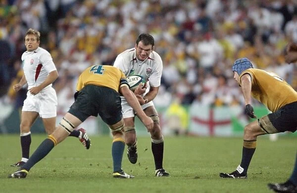 Martin Johnson takes the ball into contact during the 2003 World Cup Final
