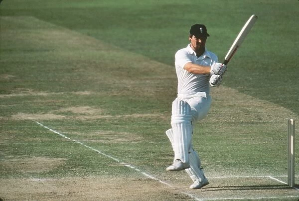 Mike Gatting pulls a ball to the boundary during the Centenary Test at Lords