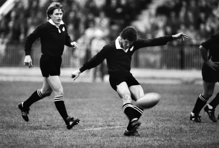 Framed Print : Robbie Deans kicks at goal during the All Blacks 1983 Tour of England Framed Print : Robbie Deans kicks at goal during the All Blacks 1983 Tour of England