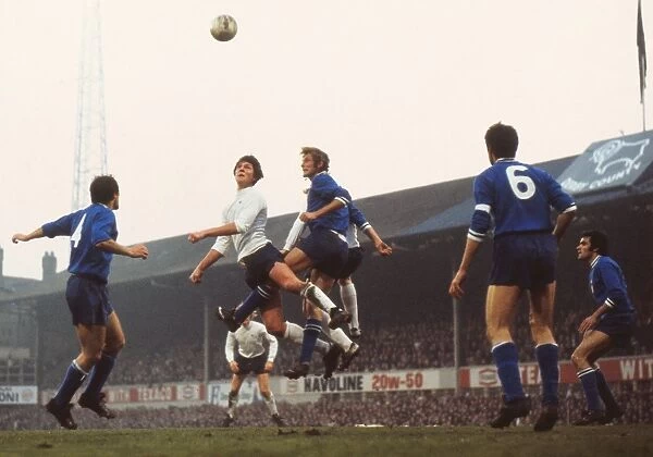 Roger Davies and Francesco Morini jump for the ball in the 1973 European Cup semi-final