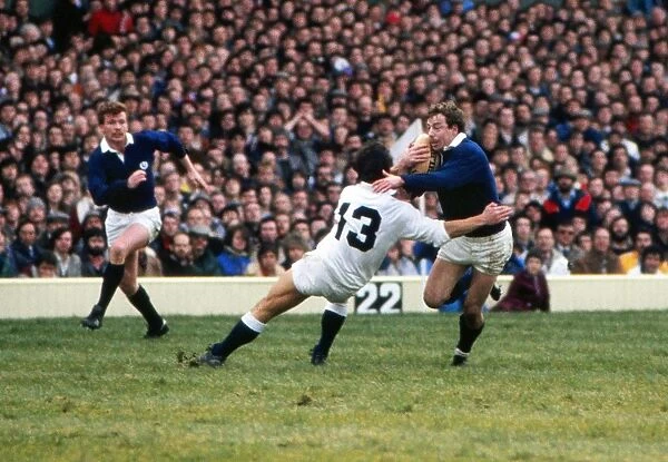 Roy Laidlaw makes the break for his try against England - 1983 Five Nations