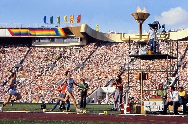 Seb Coe crosses the line to win gold in the 1980 Olympic 1500m final