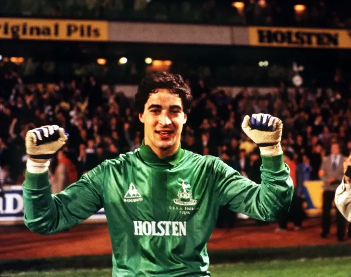 Framed Print : Tottenhams Tony Parks celebrates victory after his shoot-out heroics in the 1984 UEFA Cup Final Framed Print : Tottenhams Tony Parks celebrates victory after his shoot-out heroics in the 1984 UEFA Cup Final