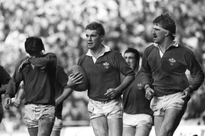 Framed Print : Wales Eddie Butler celebrates his try against France - 1984 Five Nations Framed Print : Wales Eddie Butler celebrates his try against France - 1984 Five Nations