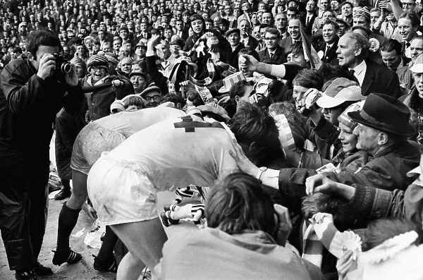 West Broms Tony Brown celebrates with the fans - 1968 FA Cup Final
