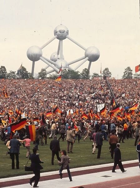 West German fans invade the pitch after their side wins Euro 72