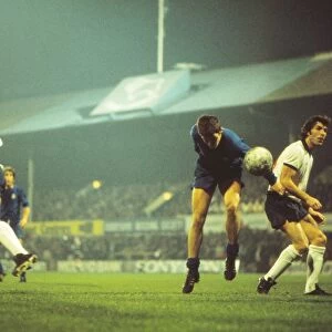 Antonio Camacho heads the ball for Real Madrid against Derby in the European Cup