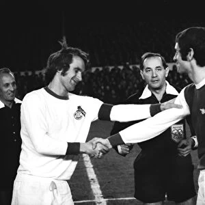 Arsenal captain Frank McLintock shakes hands with Koln captain Wolfgang Overath - 1970 / 1 Inter-Cities Fairs Cup