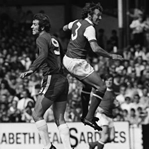 Arsenals Bob McNab and Chelseas Peter Osgood jump for the ball at Stamford Bridge