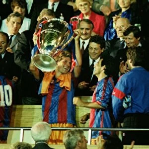Barcelonas Michael Laudrup lifts the 1992 European Cup