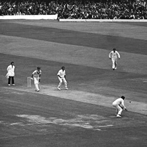 Basil D Oliveira bowls for England against Australia at Lords in 1972