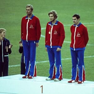 Britains gold medal-winning modern pentathlon team at the 1976 Montreal Olympics