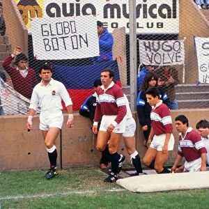Captains Will Carling and Hugo Porta lead out their teams - 1990 England Tour of Argentina