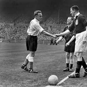 The two captains, Englands Billy Wright, and Scotlands George Young, shake hands before kick-off - 1952 / 3 British Home Championship